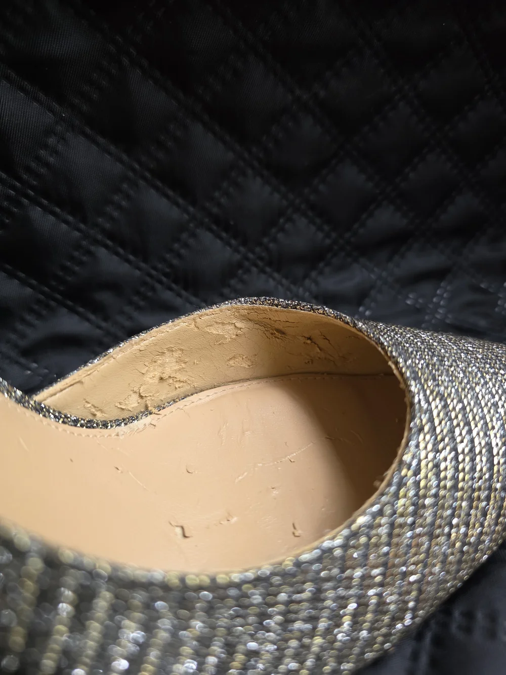 Michael Kors Dorothy Flex Glitter Pumps Gold Silver 7M Peeling Insole